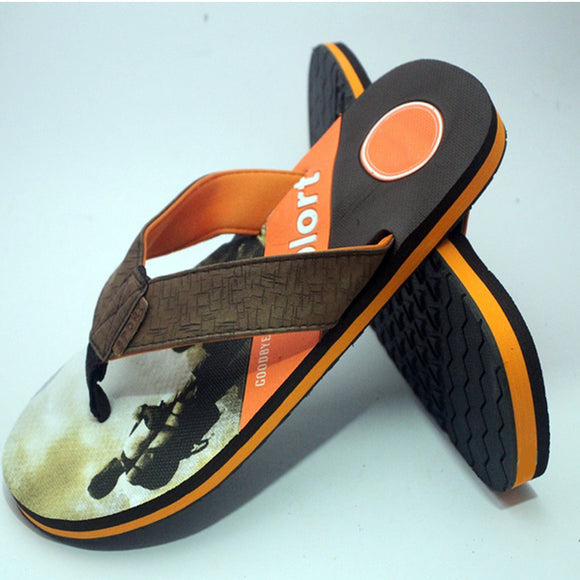 Creative Flip Flops Sliper Dark Brown and Orange | 24HOURS.PK