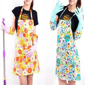 Pack of 2, Flower Printing Fashion Women Plastic Kitchen Aprons Cleaning Cooking Cheap Aprons For Woman | 24HOURS.PK