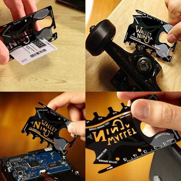 Creatif Ventures Wallet Ninja 18-in-1 Multi-Purpose Credit Card Size Pocket Tool (Black) (0035) | 24hours.pk