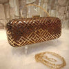 Multipurpose Iron Mesh Hollow Clutch Brown+Golden | 24HOURS.PK