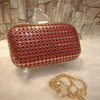 Multipurpose Metallic Mesh Hollow Handbag D2 Red | 24HOURS.PK