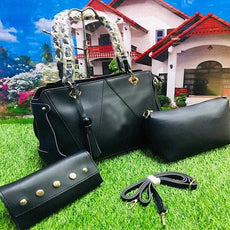 Stylish 3 Piece, Cross Body Women Hand Bag, Black | 24HOURS.PK