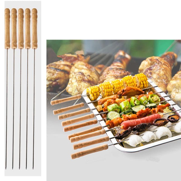 6 Pcs BBQ Wooden Handle Rods | 24HOURS.PK