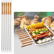 6 Pcs BBQ Wooden Handle Rods | 24HOURS.PK