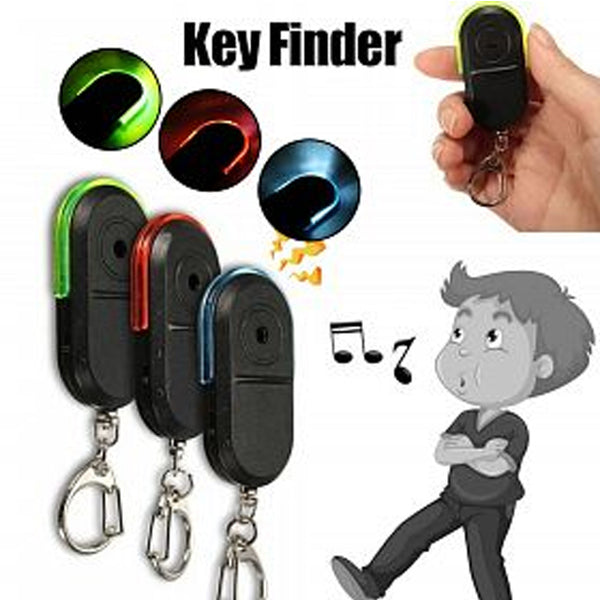 Pack of 2 Portable Wireless Anti-Lost Alarm Key Finder Locator Keychain Whistle Sound LED Light Mini Anti Lost Key Finder (1020) | 24hours.pk