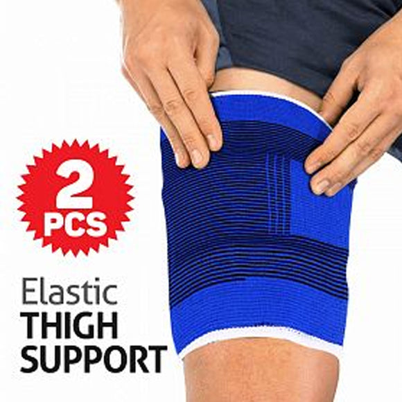 Thigh Support Adjustable Elastic Knitted Sweatbands Sports Protection Set, 2 Pcs | 24hours.pk