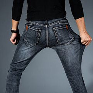 Stretch Jeans Men'S Straight Slim Style, Denim Blue | 24HOURS.PK