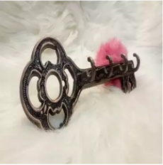 Pack of 2 Key Shape Metal Key Holder For Wall Decoration Bronze Color 4141211 | 24hours.pk