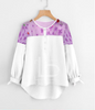 Lollypop Mesh Panel Dip Hem Tie Cuff Blouse White