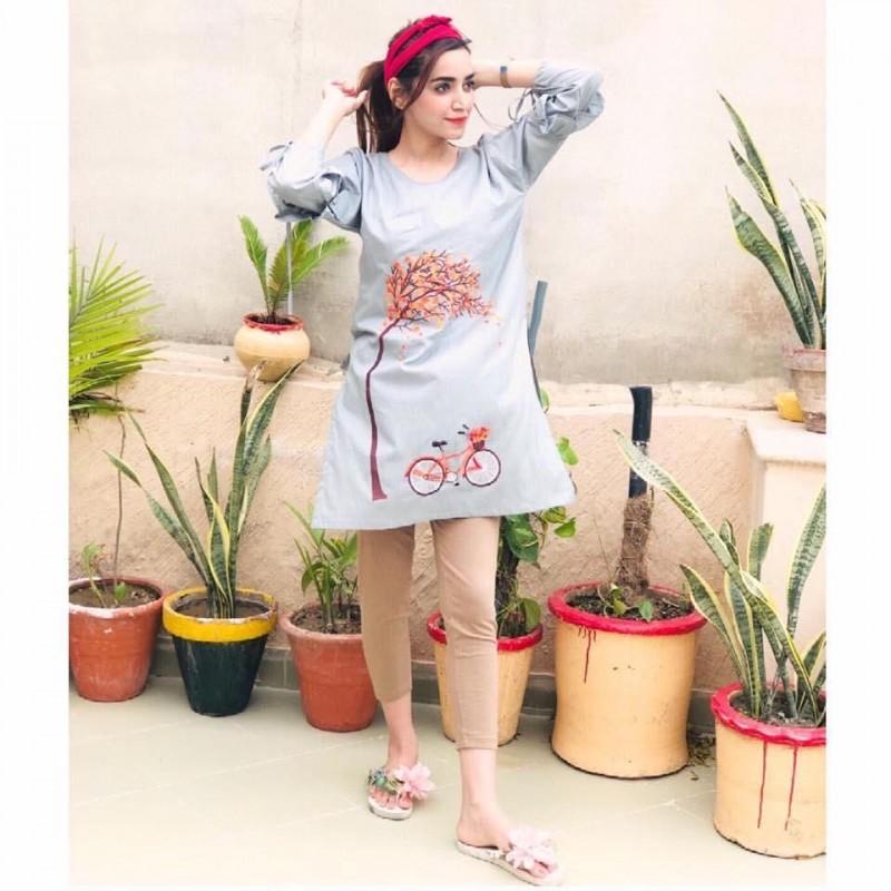 Stylish Design Kurti For Women Grey | 24HOURS.PK
