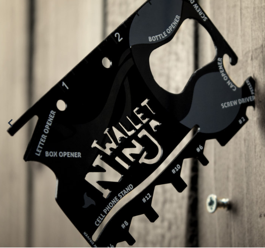 Creatif Ventures Wallet Ninja 18-in-1 Multi-Purpose Credit Card Size Pocket Tool (Black) (0035) | 24hours.pk