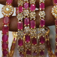 Vintage Creative Bangles Set With Red Stones | 24HOURS.PK