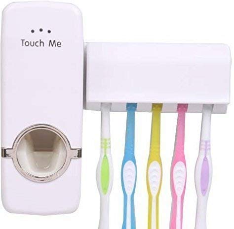 Pack of 2 Toothpaste Dispenser with Wall Mount Tooth Brush Holder | 24HOURS.PK