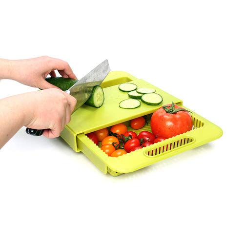 Human Shoppy 3 in1 Green Plastic Sink Cutting Board Retractable Chopping Board Kitchen Vegetable Basket Plastic Cutting Board | 24hours.pk