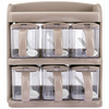 Cinderella Plastic 2-Tier Rack Spices Jars With Spoon 6 Pcs Set, Offwhite | 24hours.pk