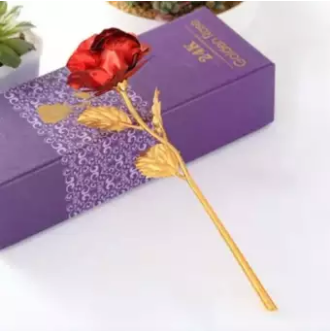24k Galaxy Plastic Rose With Love-Shaped Support, Unique Gift for Valentine's Day Wedding And Anniversary The Best Gift For Bride And Wife Random Colors | 24hours.pk