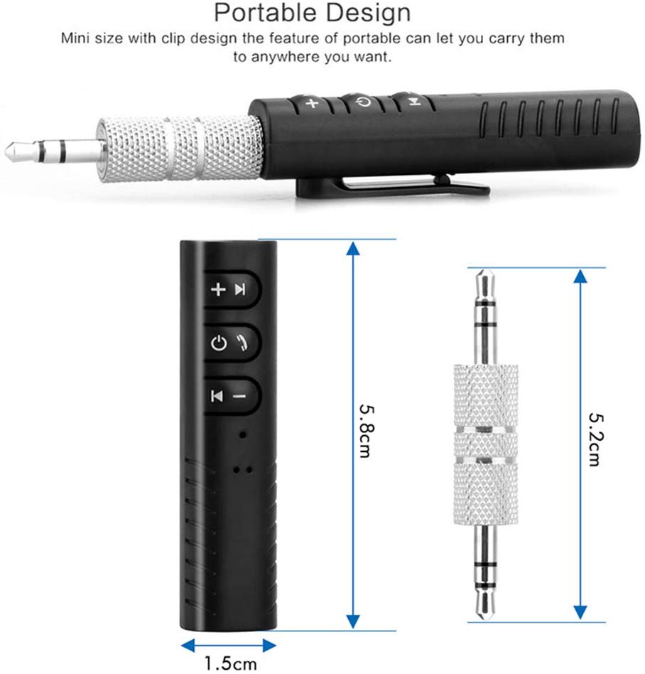 Wireless BT 4.1 Audio Receiver Music Box Adapter Hands-free Car Kit with Microphone AUX Out for Headphone Speaker Car Stereo Home V5118W, Random Design | 24hours.pk