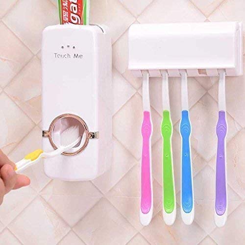 Pack of 2 Toothpaste Dispenser with Wall Mount Tooth Brush Holder | 24HOURS.PK