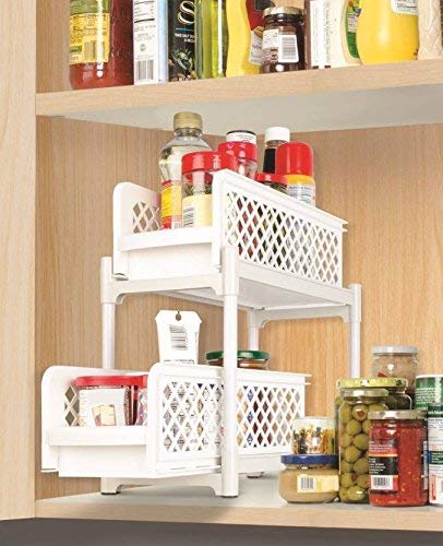 Portable 2 Dier Basket Drawers Organizes Kitchen & Bathroom Cabinet | 24hours.pk
