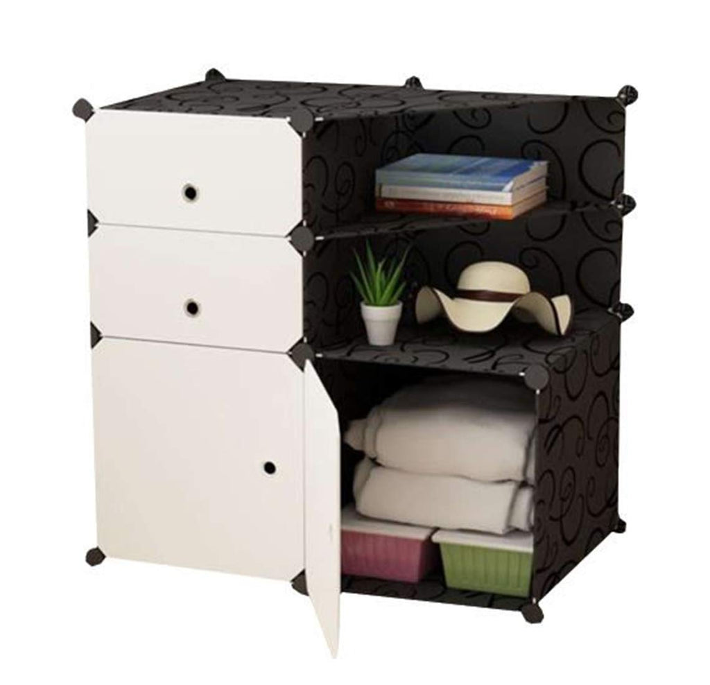 House of Quirk Portable Bedside Cube Storage Organizer 2 Cube Plastic Organizer for Bedroom,Living Room or Kids Room -Black & White | 24hours.pk