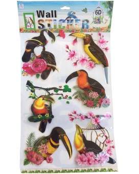 6D Birds Wall Sticker - Multicolor and Random Design 513 | 24hours.pk