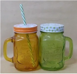 Pack Of 2, High Quality 16 Oz Drinking Mason Jar/ Mason Glass Bottle/ Glassware | 24hours.pk