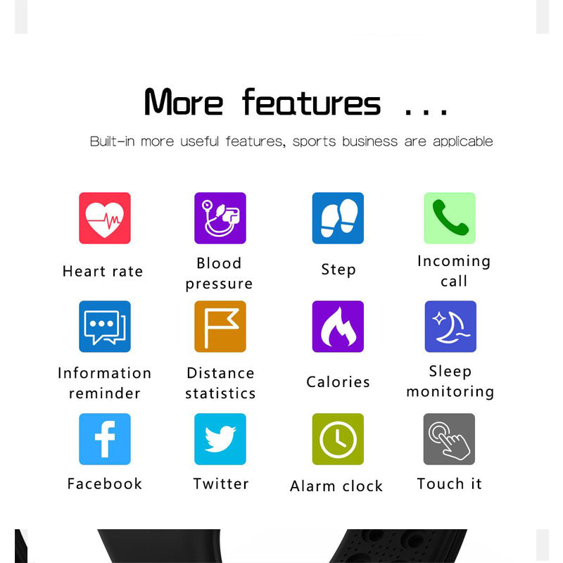 Bluetooth Smart Watch Z66 Smart Bracelet Waterproof Pedometer Heart Rate Blood Pressure Monitor Sport Sleep Tracker Watch | 24hours.pk