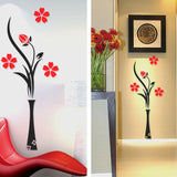 3D Flower Vase Acrylic Crystal DIY 3D 2mm Wall Art (48 Inches) | 24hours.pk