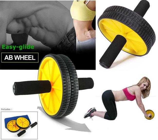 AB Wheel Total Body Exerciser Dual Wheel Design For Increased Stability | 24hours.pk