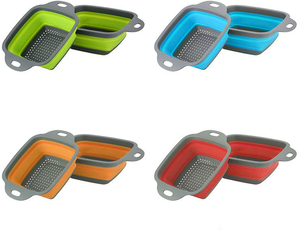 Storage Basket Foldable Square Silicone Drip Basket, Large Green Fruit and Vegetable Storage Basket Multi-Colors | 24hours.pk