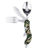 Power delux Camping 4 in 1 Fork Knife Spoon Bottle Opener Set Stainless Steel | 24HOURS.PK