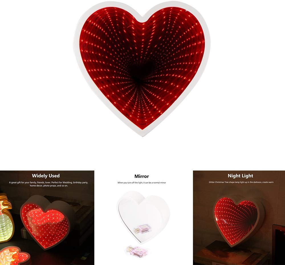 3D Creative Novelty Stars Cloud Tunnel Lamps Infinity Mirror Light LED Tunnel Lamp Cute Heart Night Light Best Gift For Valentines Day In Random Style & Colors | 24hours.pk