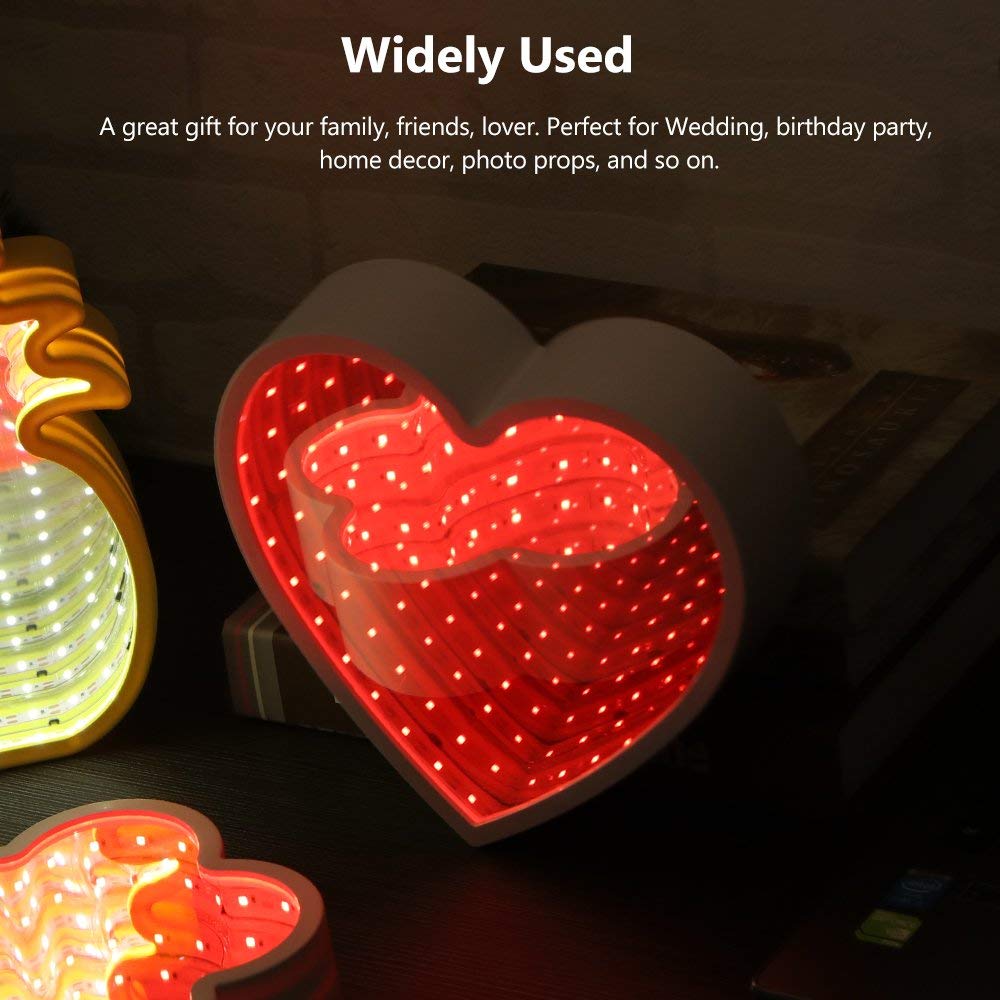 3D Creative Novelty Stars Cloud Tunnel Lamps Infinity Mirror Light LED Tunnel Lamp Cute Heart Night Light Best Gift For Valentines Day In Random Style & Colors | 24hours.pk