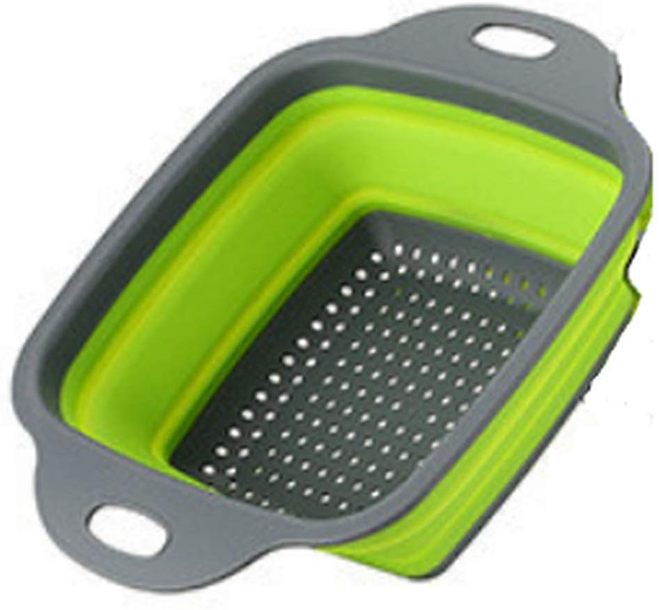 Storage Basket Foldable Square Silicone Drip Basket, Large Green Fruit and Vegetable Storage Basket Multi-Colors | 24hours.pk