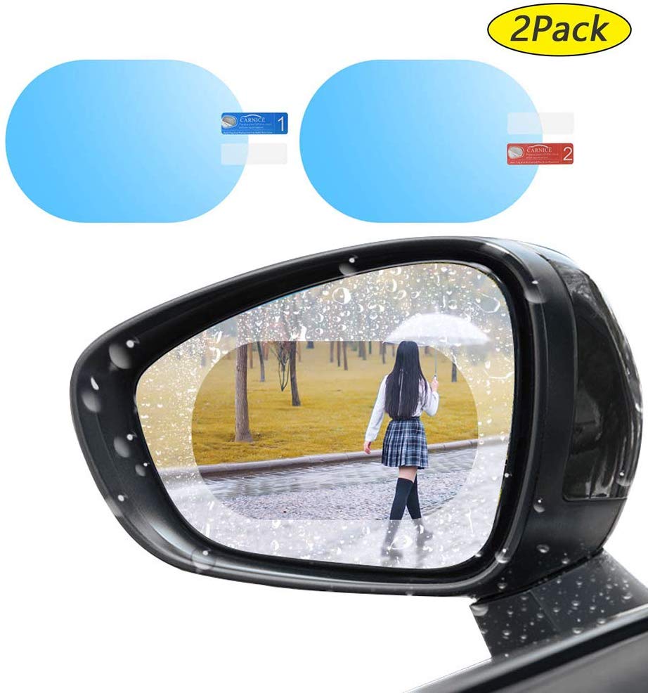 Pack of 2 Oval Car Rearview Mirror Protective Film 2 Units HD Fog Rain Resistant Anti-Glare Screen Protector | 24hours.pk