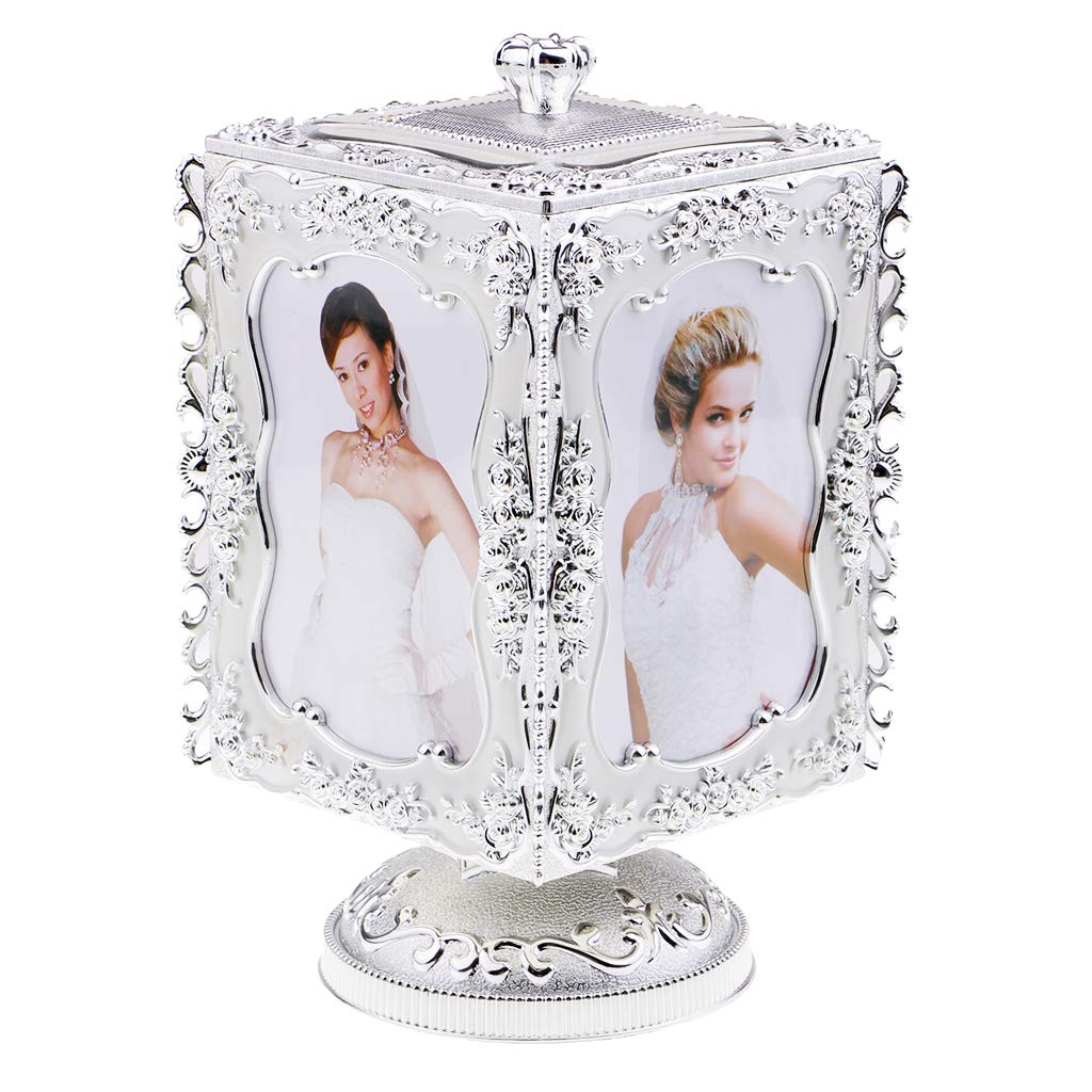 Wind Up Rotate Music Box Photo Frame Jewelry Organizer 86488 | 24hours.pk