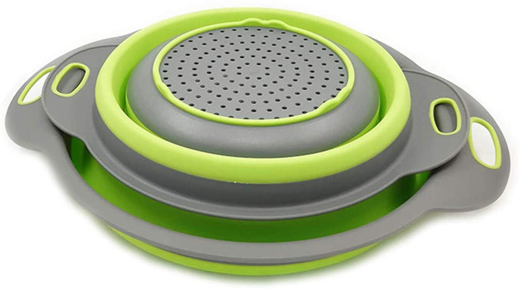 Folding Silicone Strainer Set (2 units) - Folding Silicone Kitchen Strainer Multi-Colors | 24hours.pk