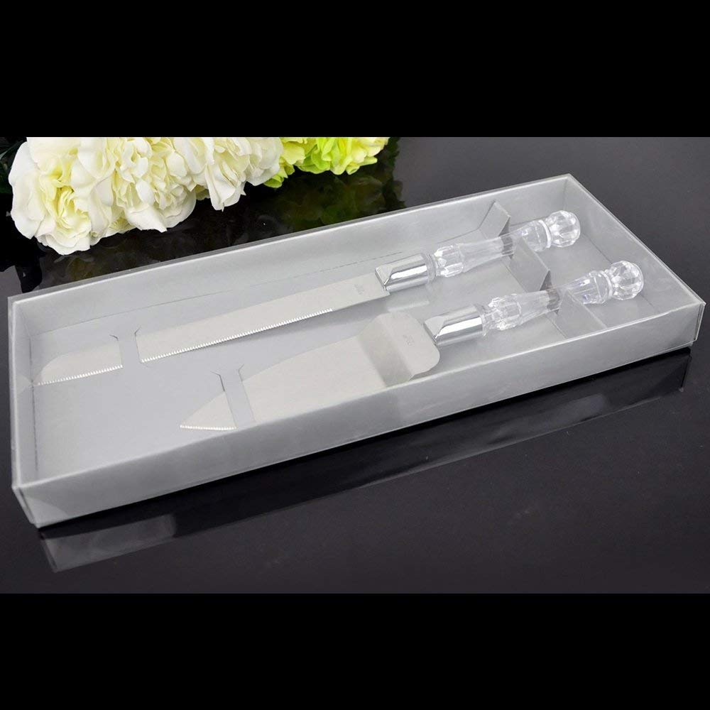 2 Piece Pastry Spatulas Cake Knife Stainless Steel Cake Cutlery Set Serving Knife and Shovel for Wedding Anniversary With Box | 24hours.pk