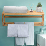 Bamboo towel rack, for wall hanging, bathroom shelf, clothes hanger and towels | 24hours.pk