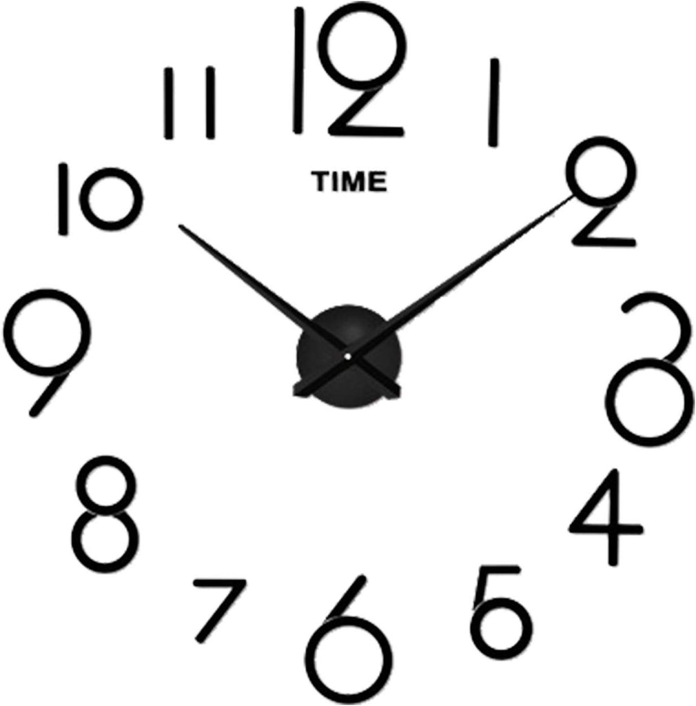 DIY Big Wall Clock Black Wall Sticker Nordic Toilet Clock Children's Room Character Wall Clock Sticker Numeric Number Simple Clock Wall Sticker Sticker Paste Decoration Simple Cross Arrange Layout Store Wallpaper | 24hours.pk