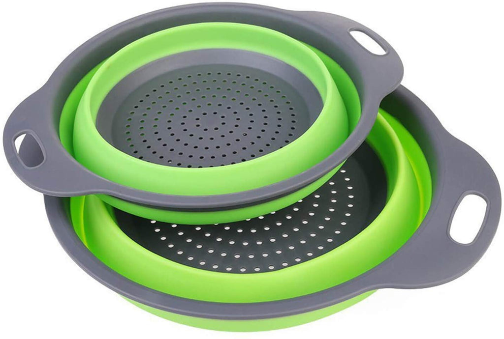 Folding Silicone Strainer Set (2 units) - Folding Silicone Kitchen Strainer Multi-Colors | 24hours.pk