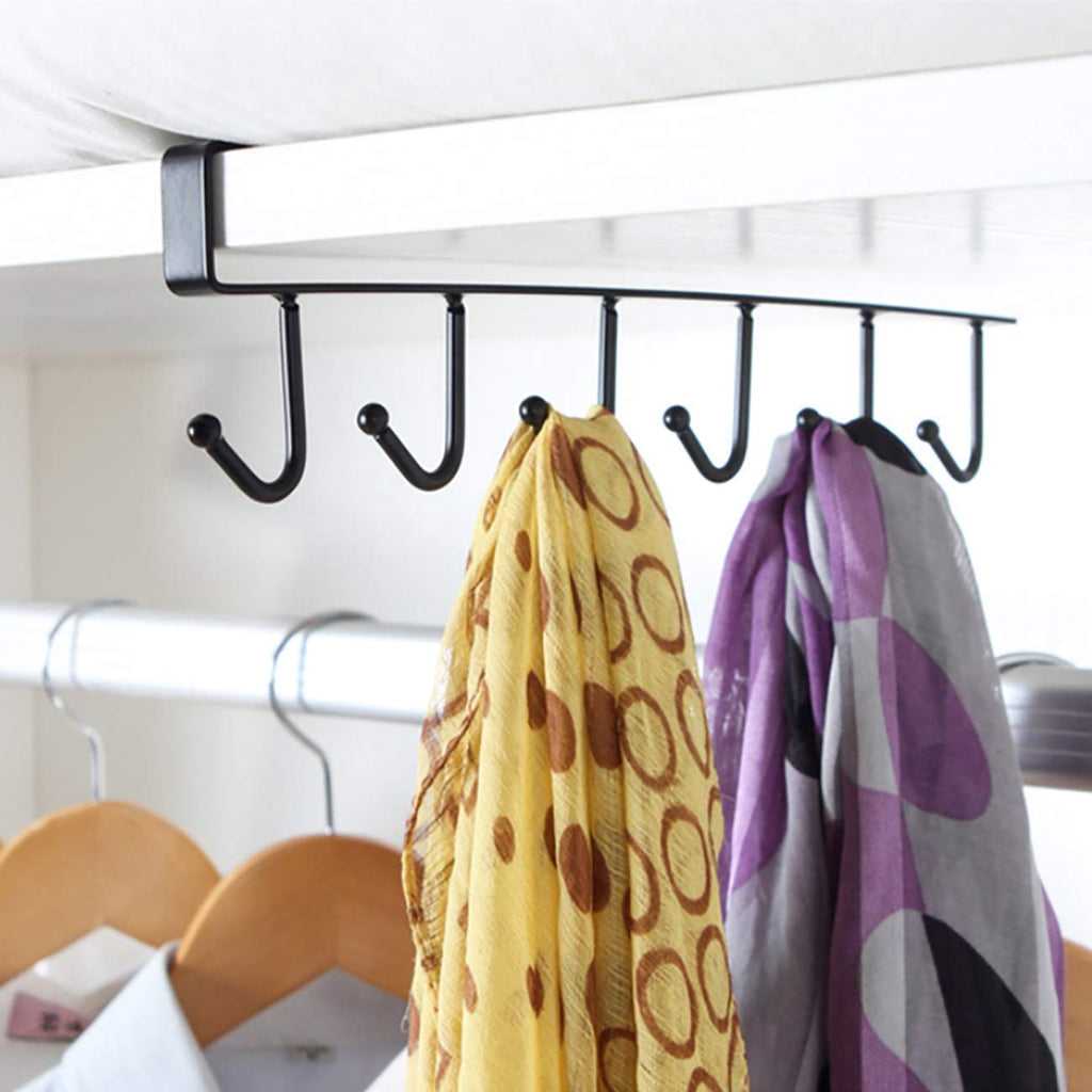 Cup Holder With 6 Hooks To Place Under The Cabinet, Coffee Cup Hooks Tie Hook Key Hooks, For Kitchen