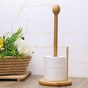Paper Roll Stand Bamboo Tear Paper Towel Holder for Rolls used in Kitchen Living Room Bathroom Toil | 24hours.pk