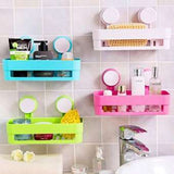 Plastic Bathroom Shelf Kitchen Storage Box Organizer Basket With Wall Mounted Suction Cup Random Colors | 24hours.pk