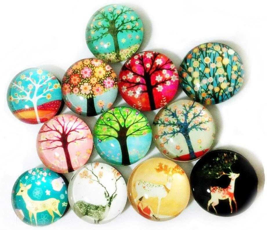 Pack of 5 Attractive Magnetic Refrigerator Glass Stickers Random Designs | 24hours.pk
