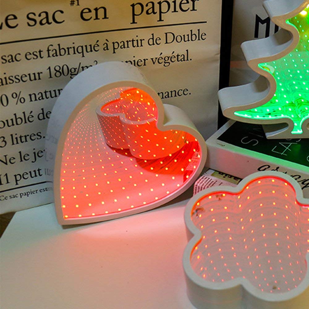 3D Creative Novelty Stars Cloud Tunnel Lamps Infinity Mirror Light LED Tunnel Lamp Cute Heart Night Light Best Gift For Valentines Day In Random Style & Colors | 24hours.pk