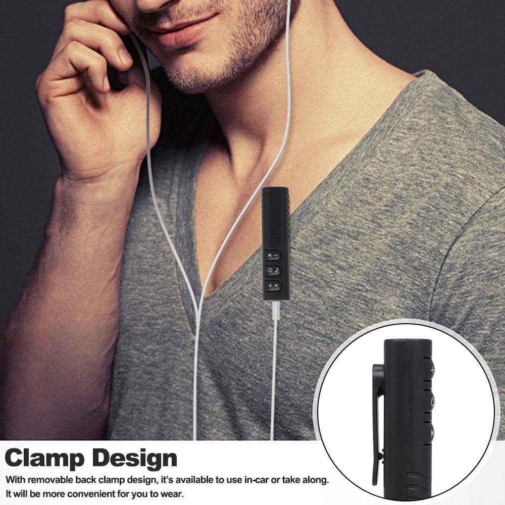 Wireless BT 4.1 Audio Receiver Music Box Adapter Hands-free Car Kit with Microphone AUX Out for Headphone Speaker Car Stereo Home V5118W, Random Design | 24hours.pk