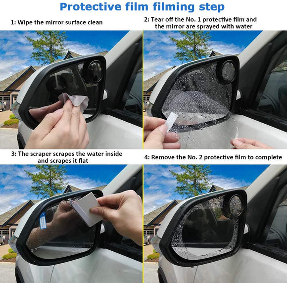 Pack of 2 Oval Car Rearview Mirror Protective Film 2 Units HD Fog Rain Resistant Anti-Glare Screen Protector | 24hours.pk