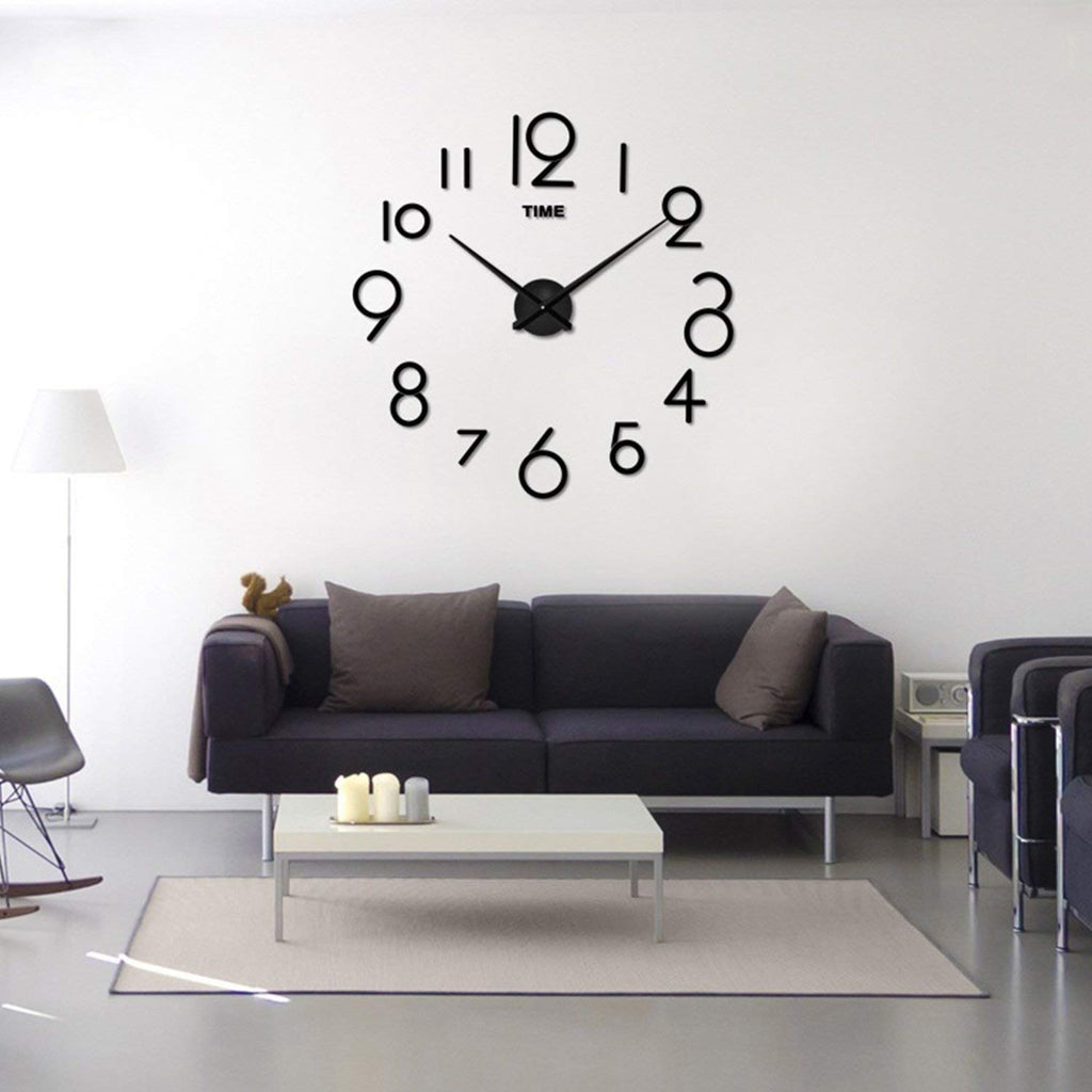 DIY Big Wall Clock Black Wall Sticker Nordic Toilet Clock Children's Room Character Wall Clock Sticker Numeric Number Simple Clock Wall Sticker Sticker Paste Decoration Simple Cross Arrange Layout Store Wallpaper | 24hours.pk