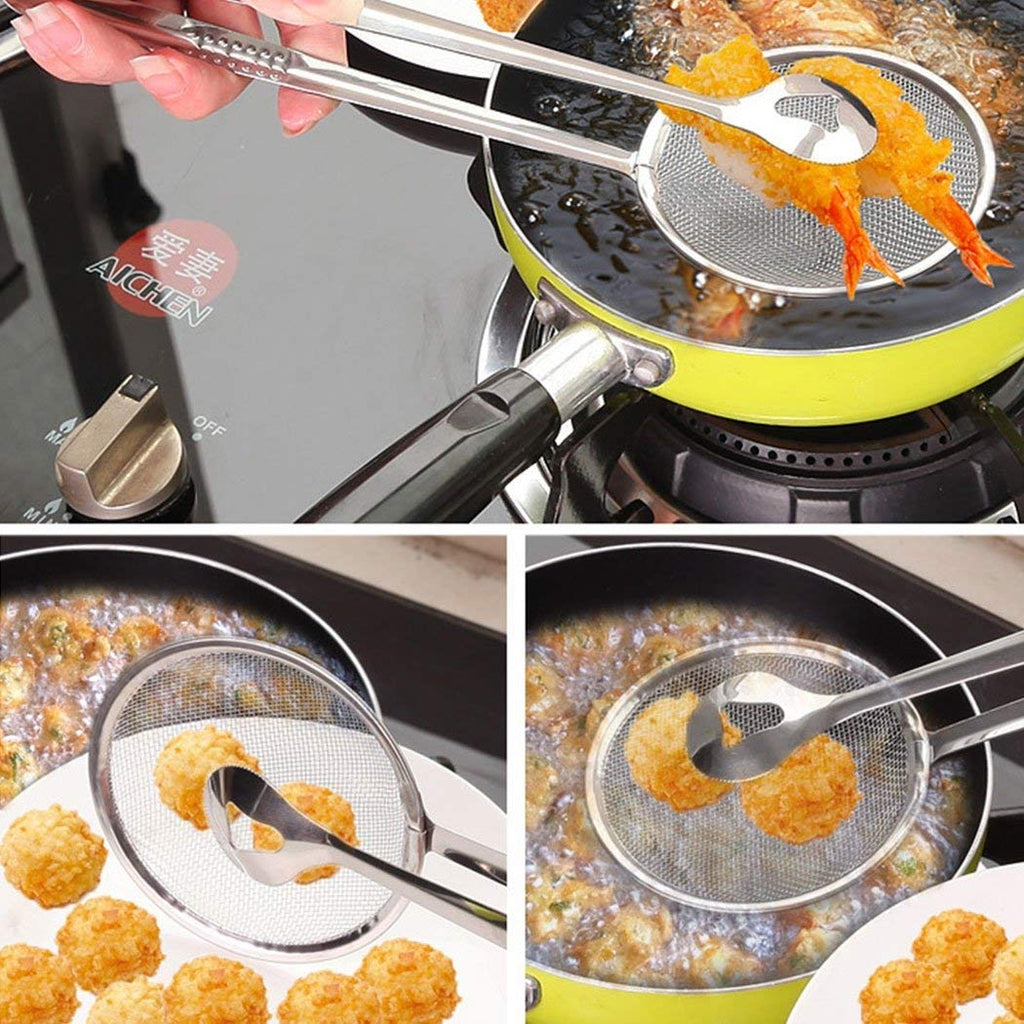 Pack of 3 Food Strainer Skimmer Mesh Strainer & 5 Large + 5 Small Cup Spoon - Measuring Cup and Spoons Set | 24HOURS.PK